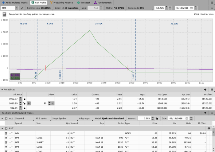 RUT Broken Wing Butterfly Options Trade Hedged